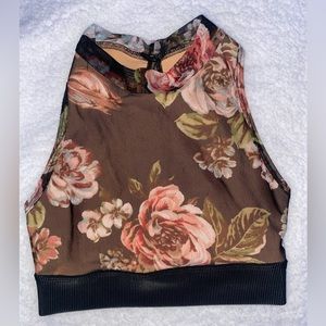 Five Dance Wear, black floral dance crop top, hardly used small adult